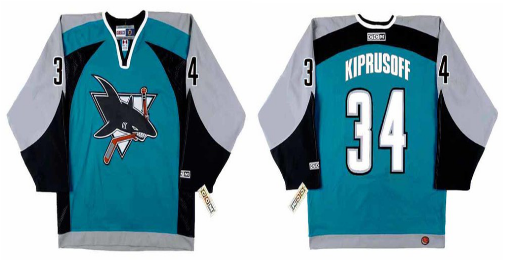 2019 Men San Jose Sharks #34 Kiprusoff blue CCM NHL jersey 